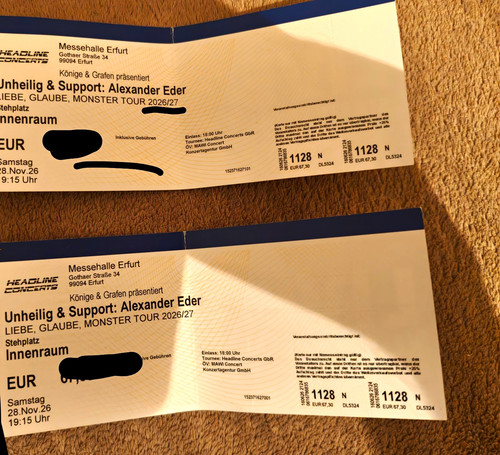Tickets unheilig support - tickets,